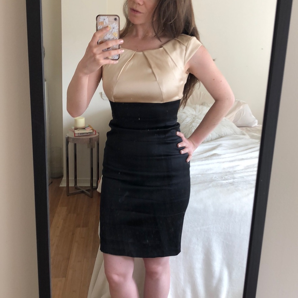 Jax Champagne/Black Satin Cocktail Dress